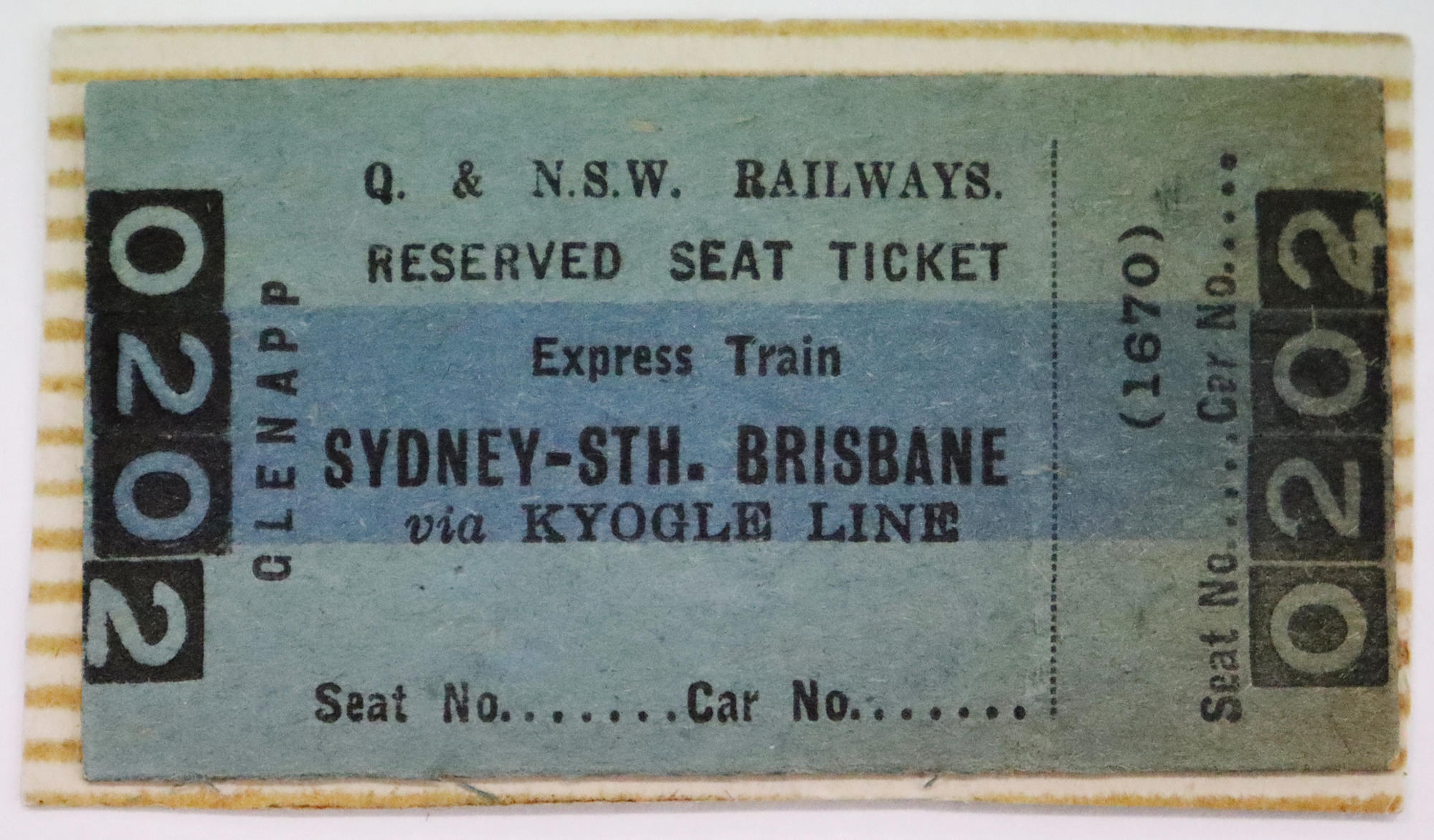 Ticket Sydney to South Brisbane via Kyogle Line Express; R19047